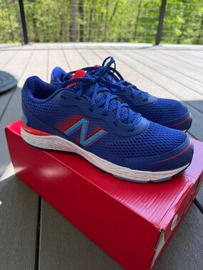 New Balance Kids Blue Sneakers with Red and White Accents